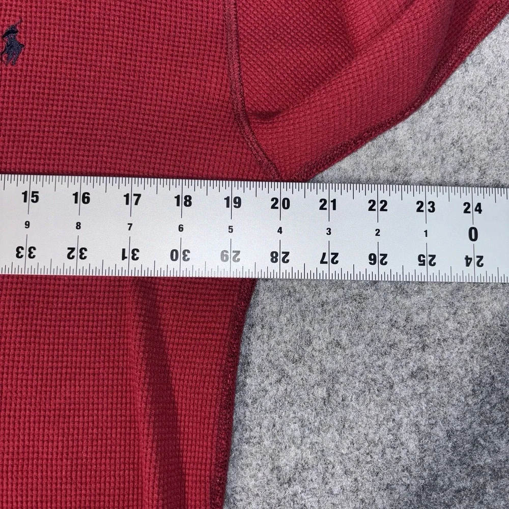 Polo Ralph Lauren Men's  Shirt Large Red‎ Waffle Knit Thermal Long Sleeve Cotton